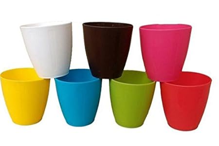 VGreen Garden Store Plastic Flower Pot, Multicolour, Standard, 4 Pieces