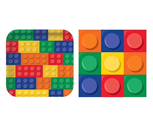 Building Blocks Party Pack - Dinner Plates and Napkins (16 Guests)