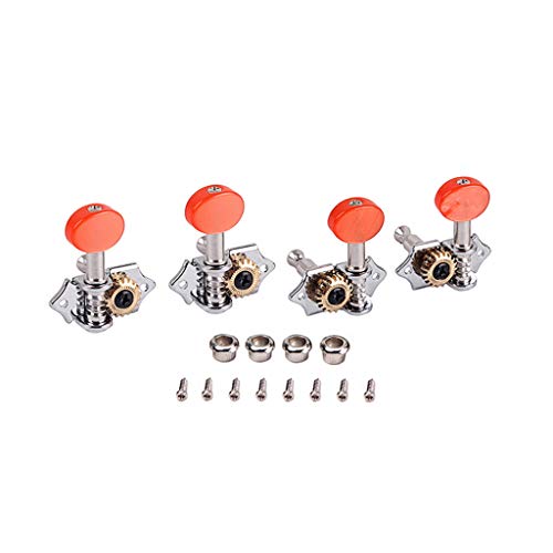2R2L 9NB Ukulele Tuning Peg Machine Head Tuners For Ukulele 4 String Guitar with Chrome Red Buttons