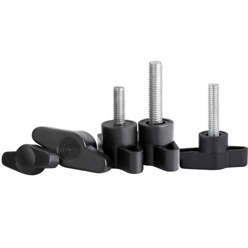 Aoktorkit 5Pcs Tee Wing Knobs M6*30 Clamping Screw Knob Thread Thumb Screws Handle Knobs for Quick Remove Clamping Screws, Black