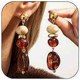 Unique Turquoise Earrings for Women Trendy Gold Beaded Statement Earrings Colorful Stone Earring Irregular Geometry Acrylic Stud Vintage Boho Lightweight Resin Earring Holiday Wedding Birthday Party Jewelry