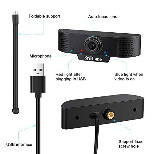 joupugi 1080P Webcam with Microphones, Full HD USB 2.0 Web Camera Conference Video Calling Computer Camera with Adjustable Clip for PC Computer Desktop Laptop