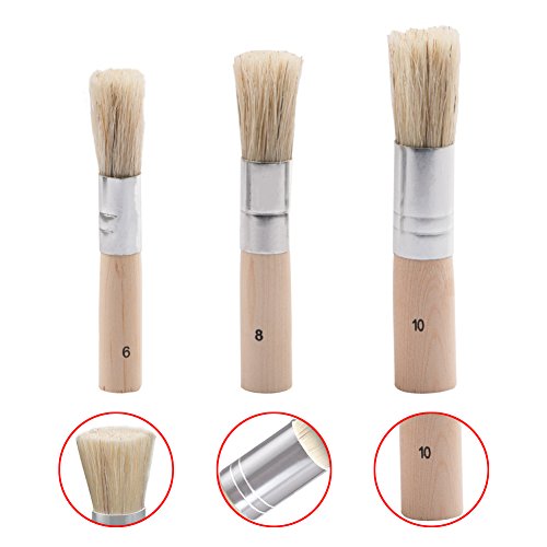 URlighting Stencil Brushes Set(3 Pcs) Natural Bristle Art Painting Brushes Perfect for for Acrylic Painting, Oil Painting, Watercolor Painting, Stencil Project, DIY Art Crafts