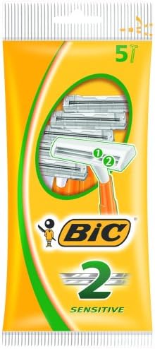 BIC 2, Pack 5, Twin Blade Razor, Orange, 5 count (Pack of 1)