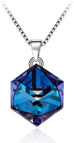 Silver Aurora Polaris Cube Sugar Pendant Clavicle Necklace Christmas Valentine Exquisite Jewel