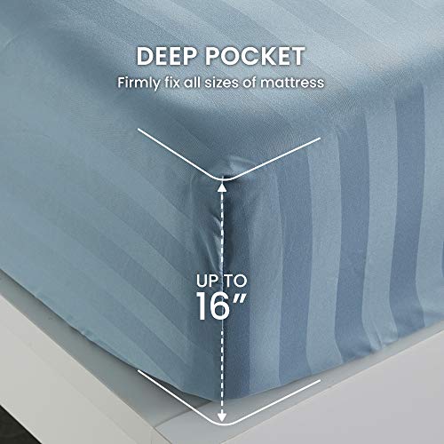 SLEEP ZONE 4Piece Striped Bed Sheet Set Hotel Luxury Soft & Cooling