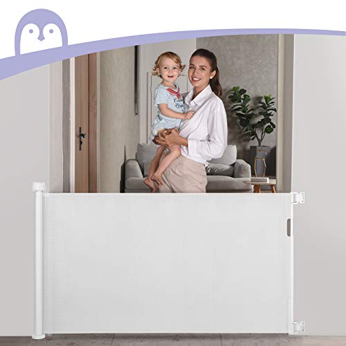 Retractable Baby Gate, Momcozy Extra Wide Mesh Baby Gates for Stairs