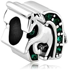 Lucky Horseshoe Horse Animal Charms Green Birthstone Crystal Sale Cheap Jewelry Charms Beads