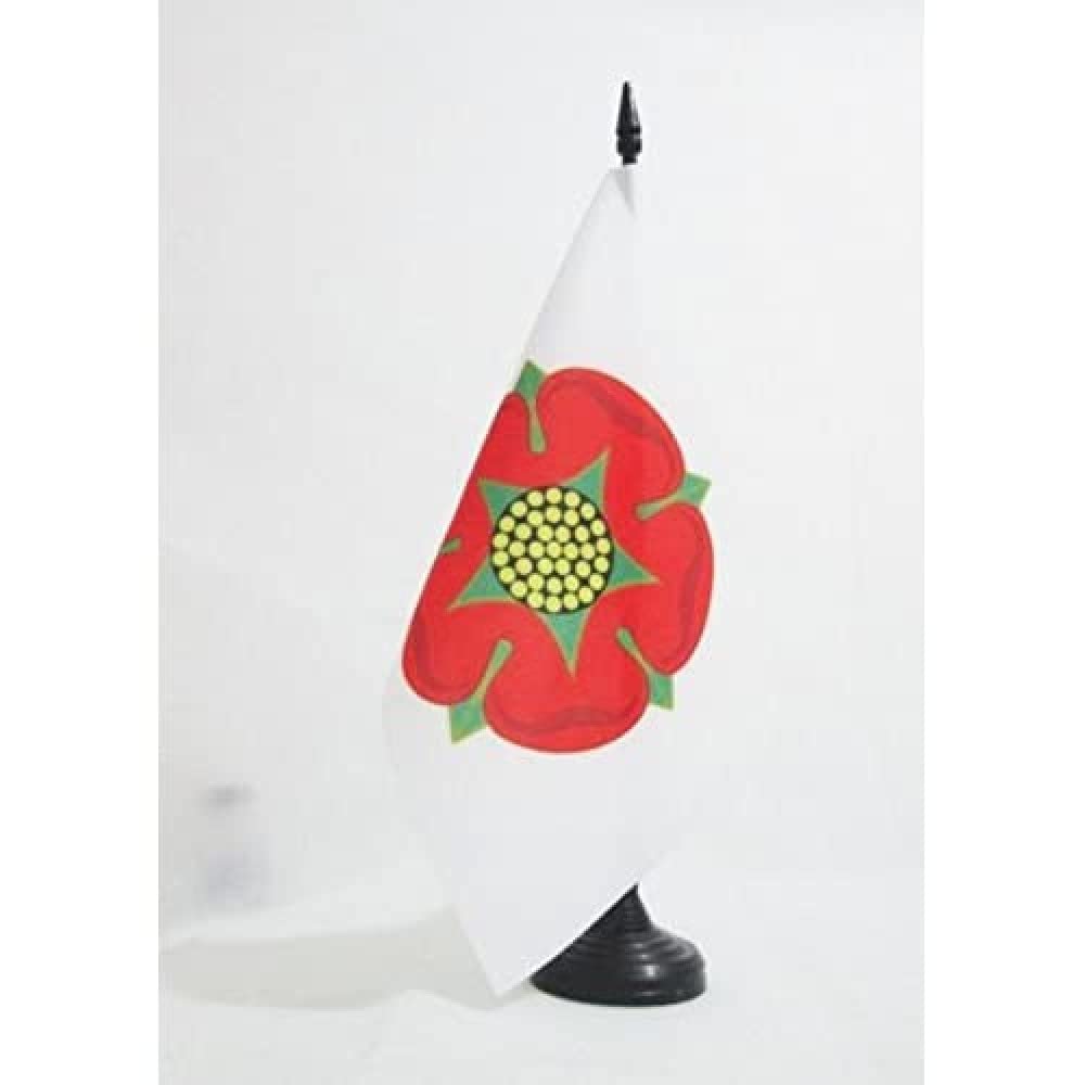 AZ FLAG Lancashire Old county Table Flag 5'' x 8'' - Lancashire Old county Office Decoration 100% Polyester 21 x 14 cm - Mini Desk Flag with Pole and Black Plastic Base