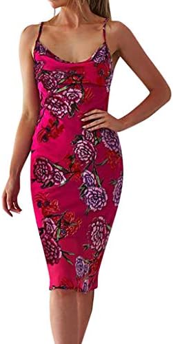 Camisole Sleeveless for Womens Print V Neck Backless Dress Evening Party Floral Dress Beach Cover up Plain Pleated Tank Dress