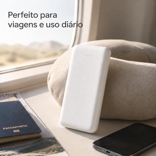Power Bank Carregador Portátil Universal 10000mAh com Cabos Integrados USB-A, USB-C (Type-C), Micro-USB e USB-Light Carregamento Rápido Bateria Externa Compacta para Celular Android iOS(Branco)