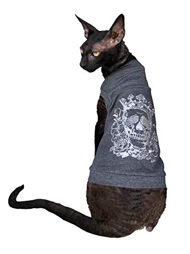 Kotomoda sphynx Cat's T-shirt embroidery SILVER CROWN Scull # 3 (S) — image 1