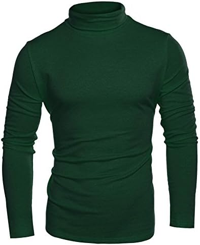 Cindere Mens Warm High Neck Pullover Turtleneck Thermal Underwear Top, Green