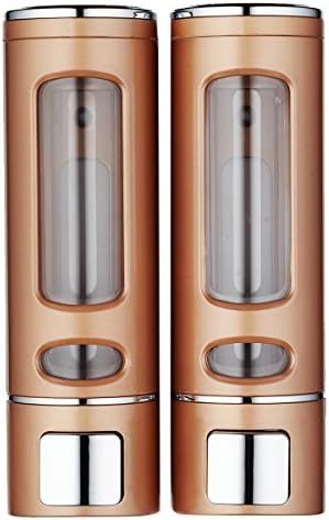 Marsbros Soap Dispenser Hand Cleaner Dispenser Waterproof Anti-bacteria Wall Mounted 2 Chamber for Kitchen and Bathroom (Champagne)