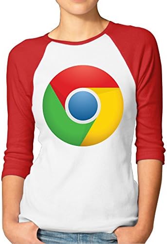 Female Google Logo Cotton 3/4 Sleeve Raglan Tee Shirt Red Medium