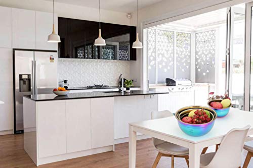 Mixing Bowl Set 18/8 Stainless Steel, Rainbow Salad Bowls 3 Piece Colorful Nesting Bowl Deep for Chef Prep Cooking, Baking, Salad Fruit, Food Preparation, Cake Measure Bowl Includes 1.5 L, 2.5L, 4L - Thumbnail 6