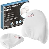 Baby Head Shaping Pillow for Newborns Premium Memory Foam BabySleep Positioner Prevents Rolling Over & Plagiocephaly or Flat Head Syndrome - Luxury Infant's Gift 2 Pillowcases - White Bamboo
