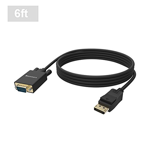 DP to VGA Cable(6Ft/1.8m, Gold Plated), FOINNEX DisplayPort to VGA Male to Male Adapter Cord, Supports Audio and Video Transmission @1080P 60Hz, for Lenovo, Dell, HP(DP Enabled Desktops/Laptops)