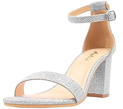 Ankis Silver Heels for Women Chunky - Open Toe