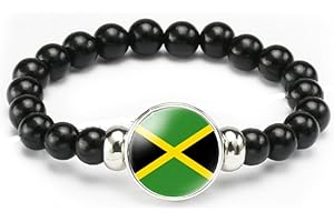 vmcoatdu National Flag Bracelet Elastic Rope Beaded Bracelet Support Your Country Travel Souvenir Gifts for Men Women