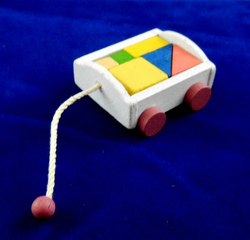 Dollhouse Miniature Wagon with Blocks