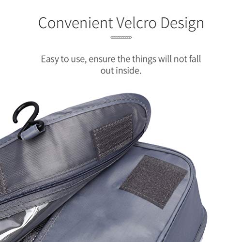 HaloVa Toiletry Bag, Cosmetic Bag, Travel Makeup Case Essentials Storage Organizer for Women Men, with Hanging Hook, Gray