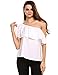 Sherosa Womens Blouses Flowy Off The Shoulder Tops Summer Loose Ruffle Shirts 2020, White M