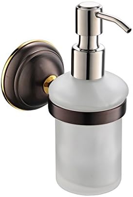 CROWN Soap Dispenser Bronze Wall Mount Liquid Soap Dispenser Vintage for Kitchen Sink Bathroom, Solid Brass, Chrome Pump (8 oz)