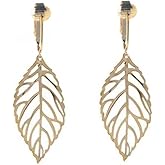 Aloha Earrings Non Pierced Clip On Open Leaf Dangling Earrings