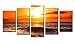 Wieco Art - the Morning Sea 5 Panels Modern Giclee Canvas Prints Artwork Ocean Seascape Pictures to Photo Printed on Canvas Wall Art for Home and office Decorations 5pcs/set
