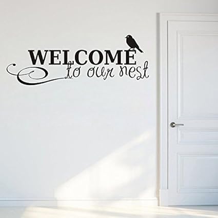 Decals Design Welcome to Our Nest Wall Sticker (PVC Vinyl, 70 cm x 25 cm, Black)