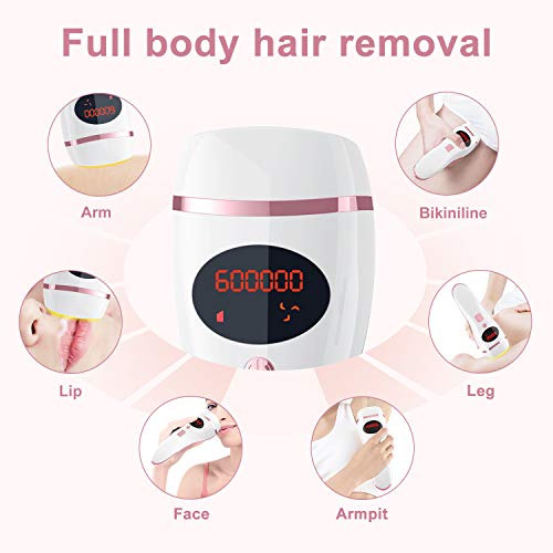 IPL Hair Removal System for Women & Men Permanent Painless 600,000 Flashes Body Facial Profesional Device Hair Remover Treatment Wholebody Home Use (White-Rose)
