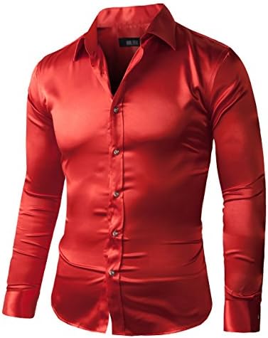 CS-shengsan-SA01400-Slim165ZERDSKY Men's Slim-Fit Satin Shiny Dance Prom Dress
