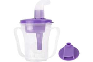 Ehucon Dysphagia Regulating Drinking Cup, Dispenses 5 cc or 10 cc of Liquid Each time the Cup is Put Down and Lifted,Prevent Choking(Purple,Pack of 1 Count)