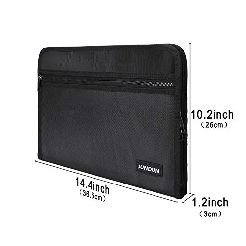 JUNDUN Expanding File Folder Accordion Document Organizer Fireproof and Waterproof Document Bag with A4 Size 13 Pockets Zipper Closure Non-Itchy Silicone Coated Portable Filing Pouch (14.4"x10.2") - Thumbnail 4