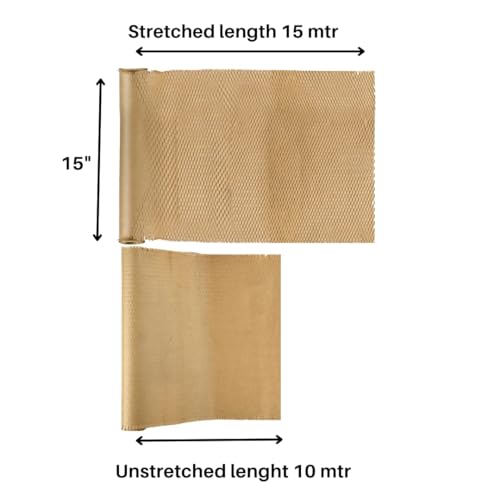 ecobee Think Green Eco-friendly Bubble wrap | HoneyComb paper for protective packaging with cushioning | wrapping fragile items, gifts & supplies | 15" x 35 feet (usable 52 feet)