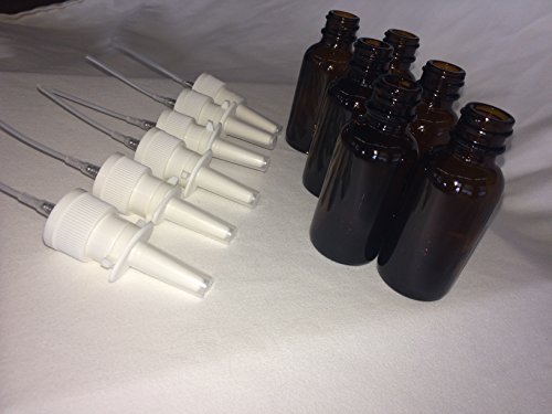 Amber Glass 6-Pack Travel-Sized 30ml (1oz) EMPTY Nasal Sprayers for Colloidal Silver & Saline - NO LABELS