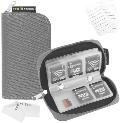 Memory Card Carry Case - Suitable for SDHC and SD Cards - 8 Pages and 22 Slots - ECO Condensed Microfibre Cleaning Cloth Included