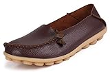 LabatoStyle Women’s Genuine Leather Flats Casual Moccasin Driving loafers Shoes (Brown, 9 B(M) US)