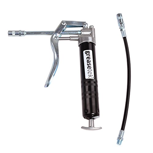 GreaseTek Premium Mini Pistol Grip Grease Gun with 12" Hose and