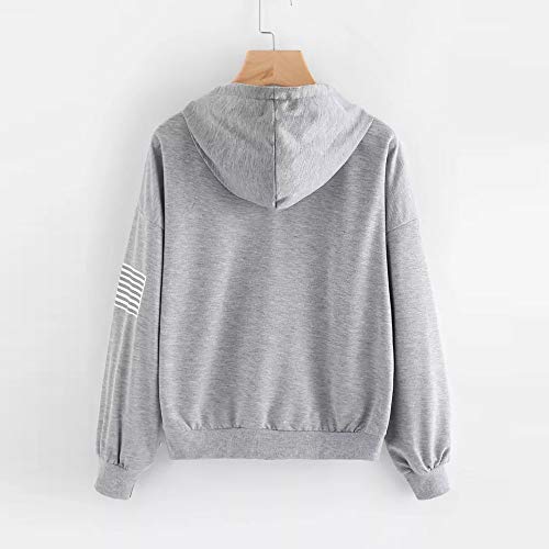 Sweatshirts for Teen Girls Hoodie,Women's Plus Activewear,Women's Hoodie Letter Flag Printed Sweatshirt Long Sleeve Pullover Tops Blouse,Gray,XL
