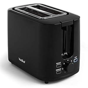 VonShef-Black-Toaster-Compact-2-Slice-Toaster-with-Browning-Control-Defrost-Reheat-Function-Removable-Crumb-Tray-Cord-Storage-Non-Slip-Feet-Portable-Easy-to-Use-with-7-Toasting-Levels-900W VonShef Black Toaster - Compact 2 Slice Toaster with Browning Control, Defrost & Reheat Function Removable Crumb Tray…