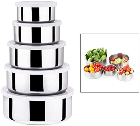 QAQWER Nesting Stainless Steel Food containers, Clear Plastic Lids -Stackable Handy Food Storage Compartments for Refrigerator Picnic and More