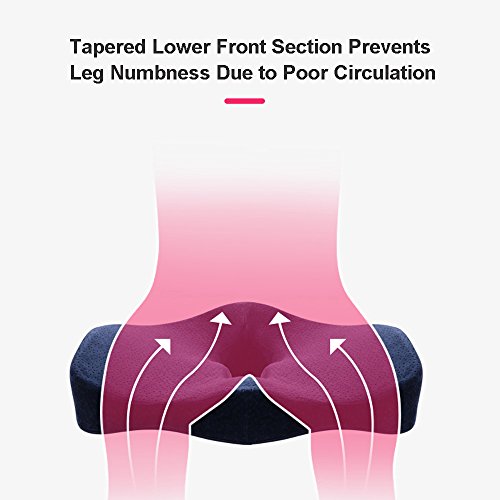 image for Orthopedic Memory Foam Seat Cushion for Lower Back Sciatica Coccyx Hem