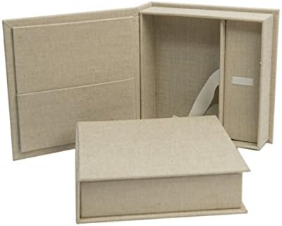 Wedding CD / USB box with photo box Linen fabric nature, 18x18 cm - Image 4