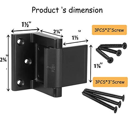Home Security Door Lock,Child Proof Door Reinforcement Lock with 3''Screws for Inward Swinging Door, Privacy Door Lock Deadbolt Defend Home and Hotels - Thumbnail 4