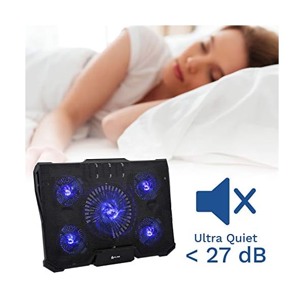 KLIM-Cyclone-Laptop-Cooling-Stand-Maximal-Cooling-XL-Laptop-Stand-With-5-Cooling-Fans-Compatible-Gaming-Laptop-Cooling-Pad-Blue-New-2021-Version KLIM Cyclone Laptop Cooling Pad - NEW 2023-5 Fans Cooler - No More Overheating - Increases PC Performance and Life…