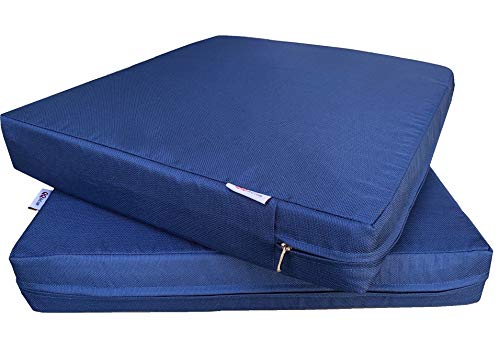 QQbed 2 Pack Outdoor Patio Deep Seat Memory Foam (Seat and Back) Cushion Set with Waterproof Internal Cover - Size 24"X22"X4", Navy Blue - Thumbnail 7