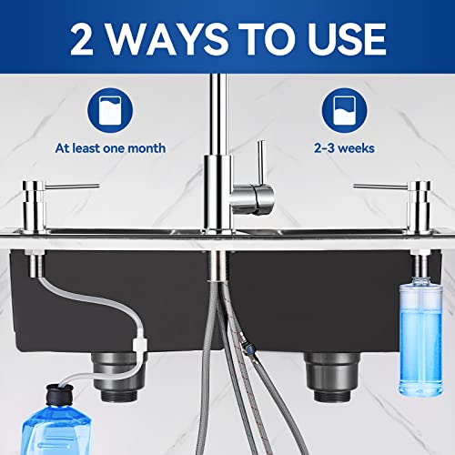 CECIPA Built-in Soap Dispenser for Kitchen, Sink Soap Dispenser with 300ml Bottle and 1.2m Extension Hose, 360° Swivel Pump, Chrome
