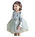 yongy Tutu Princess Casual Dress Printed Puff Long Sleeves for Baby Girl (Dusty Blue, 4-5Y)